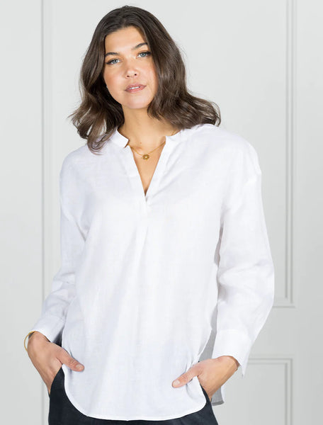 Bateau Linen Shirt- White