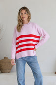 Manor Stripe Knit- Pink/Red