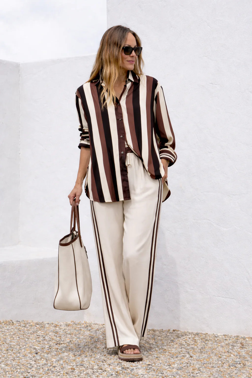 Portofino Stripe Shirt- Black