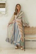 Multi Stripe Maxi Wrap Dress