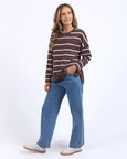Jayne Throw on Top- Choc/White Stripe