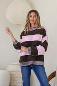 Tilly Stripe Knit- Pink/Choc