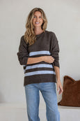 Manor Stripe Knit- Chocolate/Blue