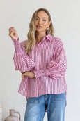 Belair Stripe Shirt- Pink/Chocolate