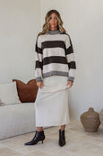 Tilly Stripe Knit- Choc/Natural