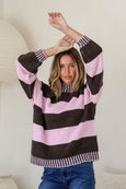 Tilly Stripe Knit- Pink/Choc