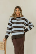 Bedford Stripe Knit- Chocolate/Blue