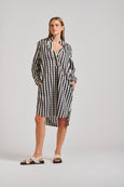 The Avril Popover Shirtdress- French Navy Gingham