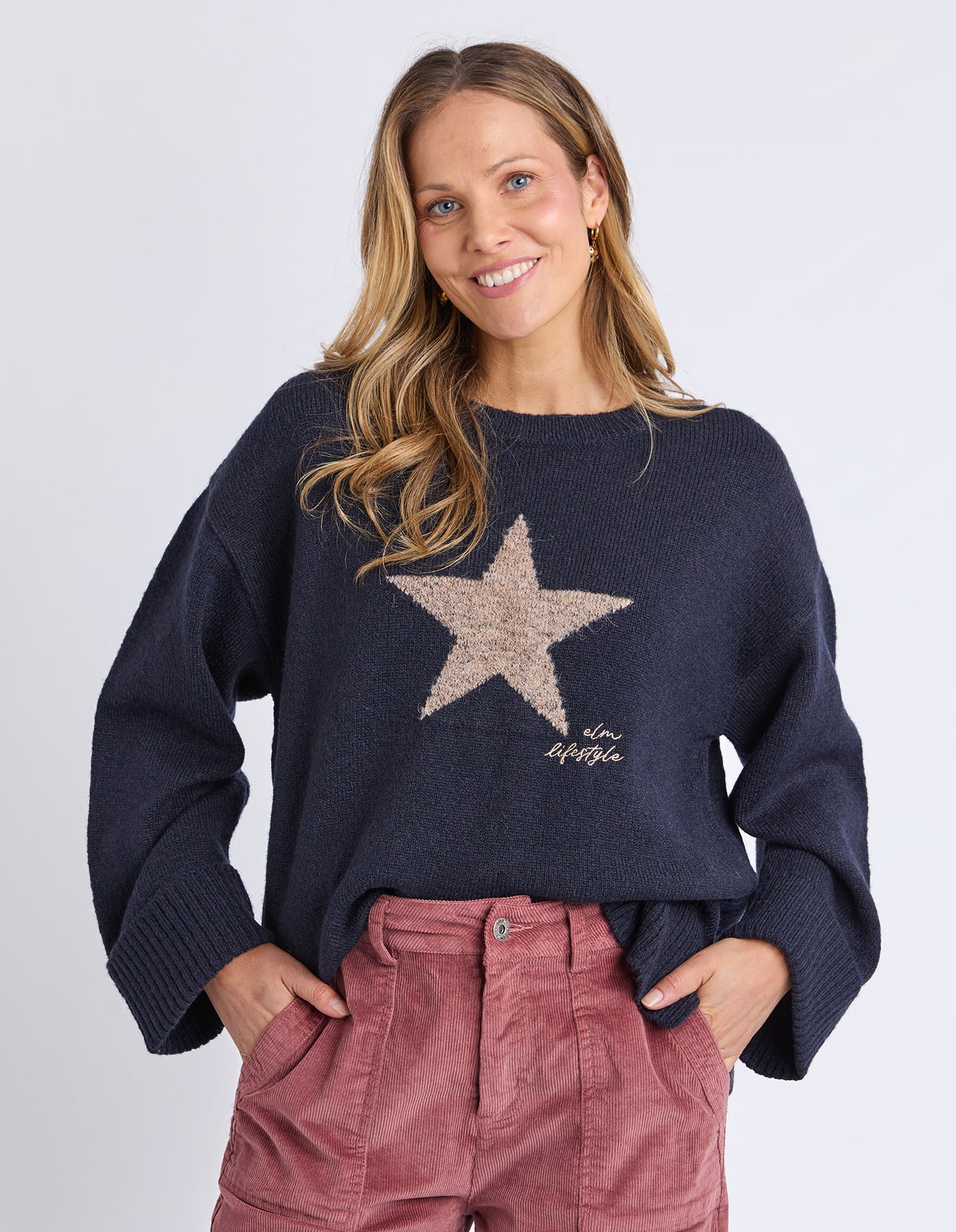 Star Intarsia Knit- Navy