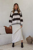 Tilly Stripe Knit- Choc/Natural