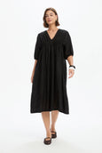 Puff Sleeve Gather Front Dress