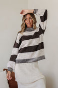 Tilly Stripe Knit- Choc/Natural