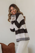Tilly Stripe Knit- Choc/Natural