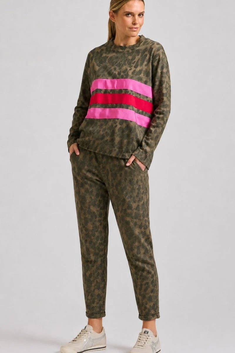 Rachel Raw Track Pant - Leopard