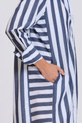 The Andrea Shirt Dress- Navy Wide Stripe