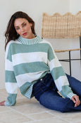 Tilly Stripe Knit- Sage/Ivory