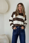 Eliza Stripe Knit- Choc/White
