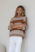 Lucy Stripe Knit- Tan/Beige