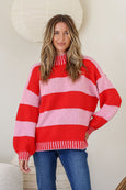 Tilly Stripe Knit- Red/Pink