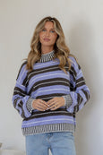 Tilly Stripe-Lilac/Chocolate Bedford  Stripe