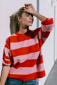 Eliza Stripe Knit- Pink/Red