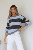 Lucy Stripe Knit- Choc/Blue