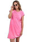 Signature Embroidery Tee Dress-Neon Rose