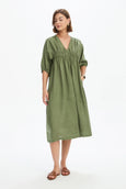 Puff Sleeve Gather Front Dress