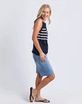 Striped Knit Tank- Navy