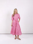 Jane Linen Dress- Pink/Red Stripe