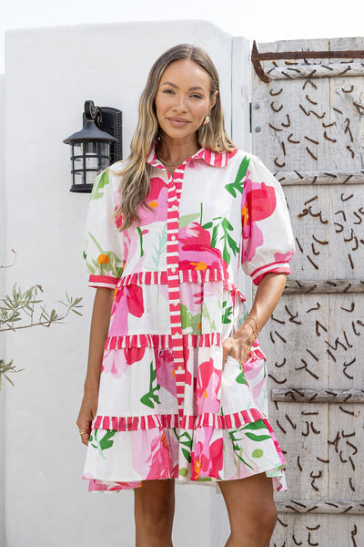 Hibiscus Button Knee Dress