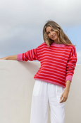 Zara Stripe Knit- Red/Pink