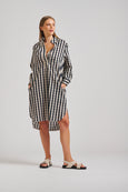 The Avril Popover Shirtdress- French Navy Gingham