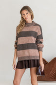Tilly Stripe Knit- Chocolate/Nutmeg