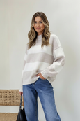 Tilly Stripe Knit- Latte/White