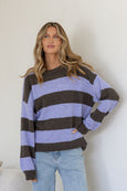 Eliza Stripe Knit- Blue/Choc