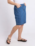 Birdie Denim Skirt- Mid Blue