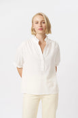 Amber Shirt - White w/White Flower