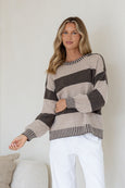 Lucy Stripe Knit- Choc/Mocha