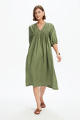 Puff Sleeve Gather Front Dress