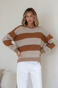 Lucy Stripe Knit- Tan/Beige
