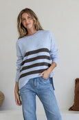 Manor Stripe Knit- Blue/Chocolate