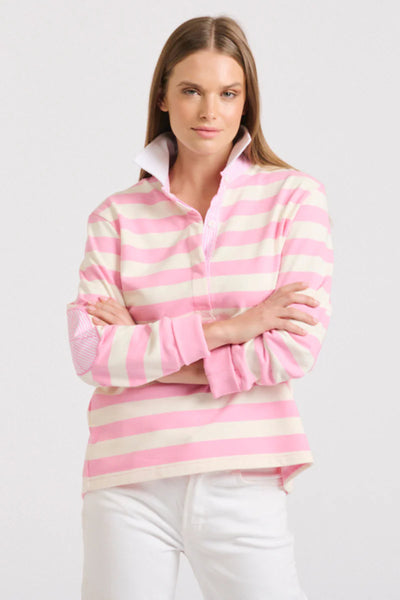 Rugby Cotton Sweatshirt- Pink Stripe