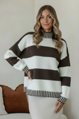 Tilly Stripe Knit- Choc/White