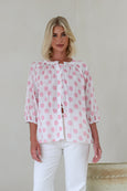 Malta Polka Dot  Top- Pink/White