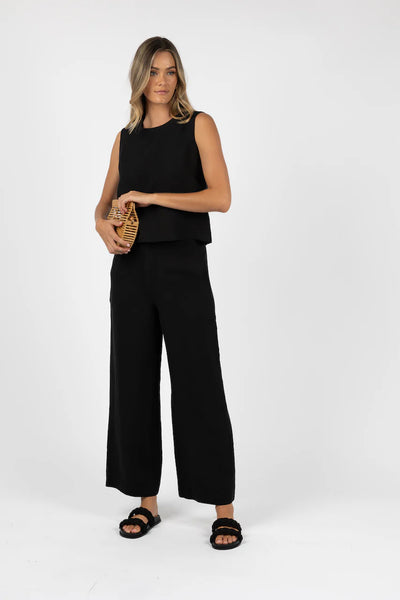 Fleetwood Linen Pant- Black