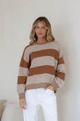 Lucy Stripe Knit- Tan/Beige