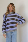 Tilly Stripe-Lilac/Chocolate Bedford  Stripe