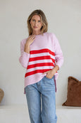 Manor Stripe Knit- Pink/Red