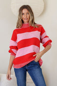 Tilly Stripe Knit- Red/Pink